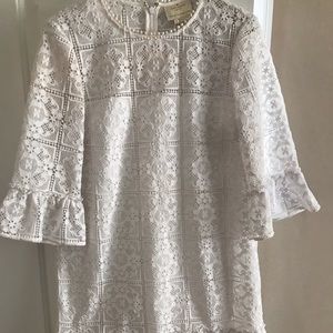 Kate Spade White Flounce Hem Lace Dress size 8